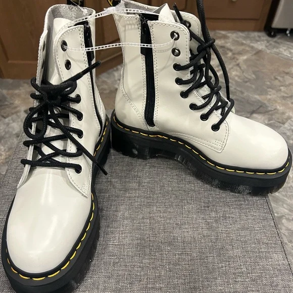 Dr. Martens Jadon Women Size 6 White Smooth Leather Platform Boots NEW Mens 5 - Picture 5 of 5